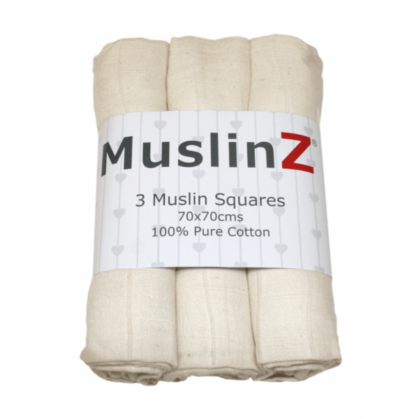MuslinZ® orgaanilisest puuvillast nelinurkmähkmed 3tk
